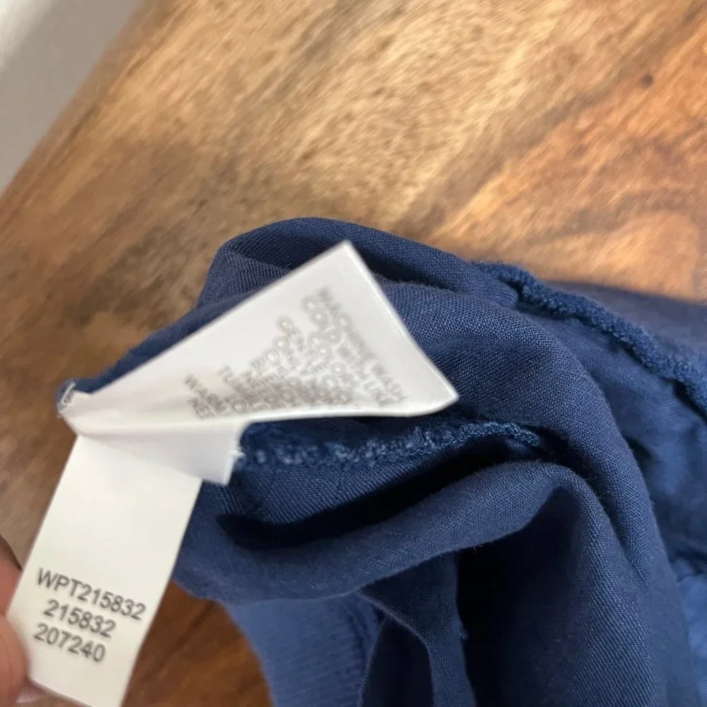 J. Jill Blue Linen Blend Capris Pant Size Roll Up Button - Picture 7 of 9